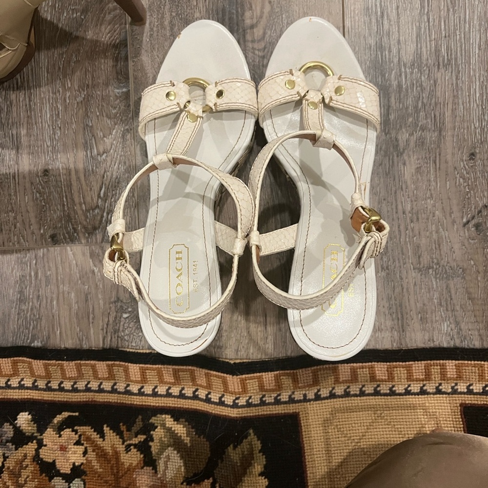 Coach Women's Tan Sandals with Gold Accents
